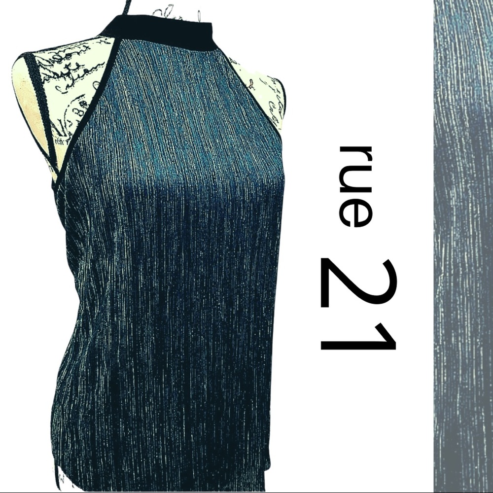 Rue 21 Teal High Neck Sleeveless Blouse
